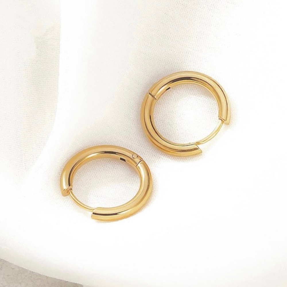 Brand new — Minimal hoop gold earrings - 925 sterling silver/ 14k gold plated